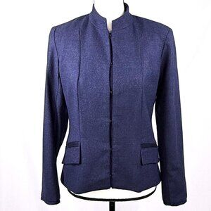 Gorgeous Teresa Crowninshield Navy Blue Wool and Silk Suit Jacket, Size 2